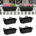 CADUKE Railing Planter Box 4 Pack Window Boxes Planter with Adjustable Brackets 16.9 Inches Deck Railing Hanging Flower Boxes Black Balcony Planters Fence Hanging Planters for Outdoor - color: Black