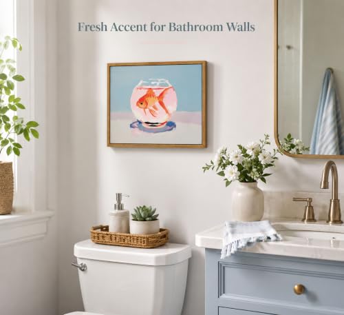 Framed Vintage Goldfish Canvas Wall Art Eclectic Goldfish in Fish Tank Poster Print Pink Preppy Aesthetics Picture Elegant Painting Wall Decor for Living Room Bedroom Dorm Bathroom 8x10in - color: Goldfish, size: 10"L x 8"W