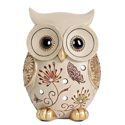 Owl Statue for Home Decor Accents - Boho Decor for Rooms, Bookshelf, Office Table and Living Rooms, Vintage Cute Figurines for Bird Lovers Owl Gifts - color: Colorful