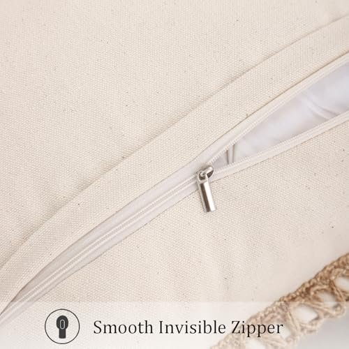 LUOYEHK Tropical Starfish Pillow Covers 18X18 Inch Set of 2 Beige Embroidered Throw Pillow Covers with Jute Rope Summer Decorative Pillowcase Square Cushion Covers for Couch Sofa Bed Home Decor - color: Beige Starfish