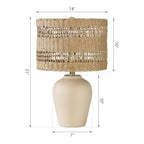 Maxax Boho Ceramic Table Lamp for Living Room, 21" Farmhouse Ceramic Bedside Lamp with Woven Rattan Shade, Coastal Rattan Bedroom Lamp for Nightstand - color: Beige