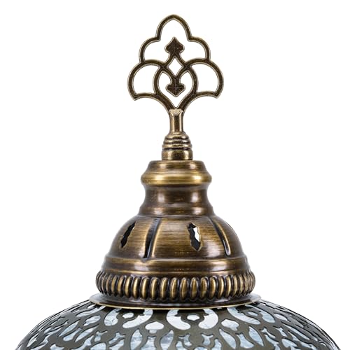 Cracked Clear Moroccan Mosaic Table Lamp – Handmade Turkish Glass, Light Bulb Included, Boho Chic Bedside & Living Room Accent - color: Crack Clear-69
