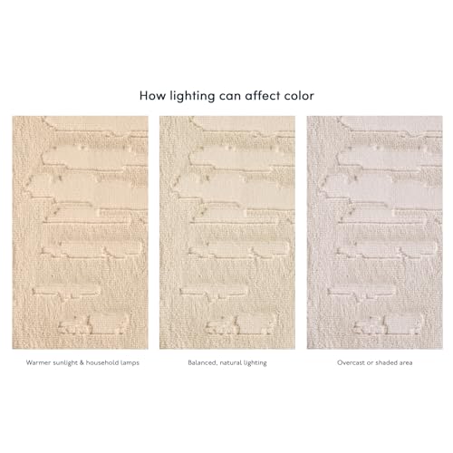 Revival Rugs Shell 4'x6' Area Rugs for Kitchen Bedroom Dining Room - Washable, 100% Recycled, Oeko-TEX Certified, Modern, Medium Pile, Beige, Cream - color: Beige/Cream, size: 3'11" x 6'1" (Rectangular)