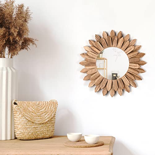 Honiway Boho Wall Decor Mirror 2 Pack Rustic Wood Mirror 12 inch Boho Mirror Home Decor Farmhouse Room Decorations for Bedroom Living Room Carbonized Black - color: Carbonized Black, size: 12 inch (2 pack)
