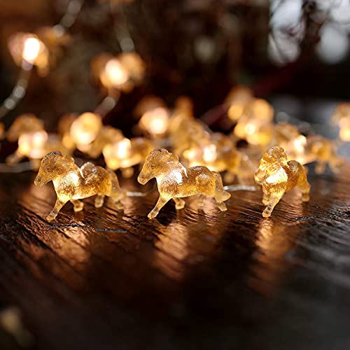 Cute Decorative Lights Fairy String Light Horse Gifts for Women Novelty Pony Lights 20LEDs 8ft USB Plug in or Battery Operated for Bedroom Birthday Room Xmas Thanksgiving Decor - color: USB power
