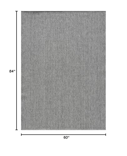 Angela Easy Jute Indoor Outdoor Rug, 5x7 Natural Solid Jute Look, Polyester, Durable & Easy Care Outdoor Farmhouse Carpet for Patio, Porch, Living Room (5' x 7', Gray) - color: 2001 - Gray, size: 5' x 7' (Rectangular)