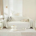 ROOMLIFE Beige Boho Couch Cover Sofa Covers with Tassel Farmhouse Sofa Slipcover Simple Couch Protector for Dogs Chenille Sectional Couch Covers L Shaped Couch Cushion Covers, 71"x 118"