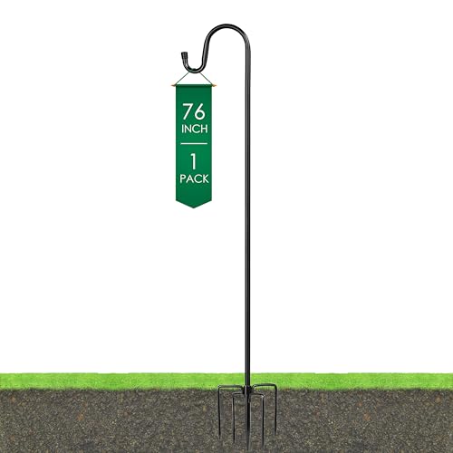 Ottsuls Shepherd Hooks with 5 Prongs Base for Outdoor - 76 Inch Adjustable Bird Feeder Pole for Outside Hanging, Garden, Hummingbird Feeder, Plant Baskets, Solar Light Lanterns, Wedding Decor (1 Pack) - size: 76 INCH, style: A-1 Pack