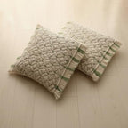 AVOIRR Handmade Macrame Cushion Cover 16x16 Inch – Boho Decorative Throw Pillow Cover, Natural White & Olive Cotton Woven Bohemian Pillow Case for Sofa, Couch, Bed & Living Room Decor