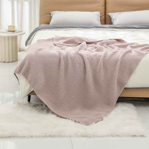 bearberry Soft Rib Knit Blanket Thin Warm & Breathable - Snuggly Minky Throw for Everyday Use, Travel, Chair | All-Season Machine Washable for Couches, Gifts, Family (Beige, 50”x60”) - color: Ribbed Knit Beige, size: Throw(50″x60″)