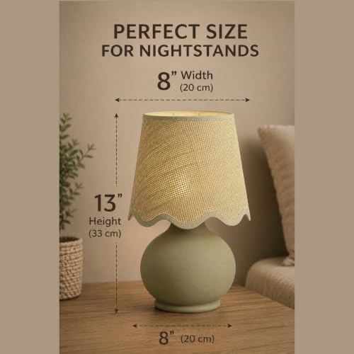 Benton Ceramic Table Lamp with Fabric Shade – 13" Bedside Accent Lamp for Bedroom, Living Room & Nightstand (Taupe) - color: Taupe