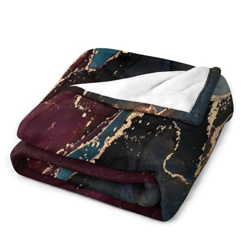 Modern Marble Blanket, Abstract Luxury Baroque Golden Purple Blue Stone Veins Pattern Soft Warm Cozy Plush Flannel Covers for Livingroom Bedroom Couch Chair Camping Travel Home Decor Tapestry 30x40in - color: Abstract-2, size: 30W" x 40L"