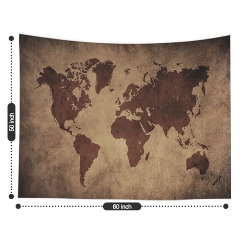 CAPSCEOLL World Map Wall Hanging, Black & Brown, 60X50 Inches - Perfect for College Dorm Room Decorations - color: Brown Black, size: 60"L x 50"W