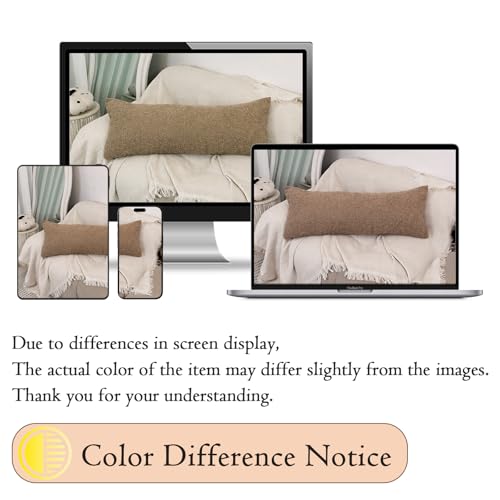 JoraLion Boucle Lumbar Pillow Cover 14x36 inch, Brown Textured Throw Pillow Cover Cushion Case for Sofa Bed Couch Living Room, Pack of 1 (Cover Only) - color: Brown, size: 36" x 14" (Pack of 1)