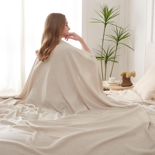 COOVA Lightweight Knit Throw Blanket for Couch, Decorative Blanket, Soft and Cozy Throw for Sofa, Bed or Chair, Living Room (Taupe, 60×80 inches) - color: Taupe, size: 60"x80"