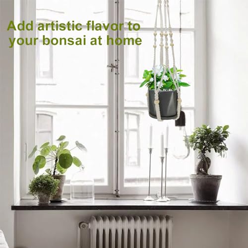 Plant Hangers, 35’ Plant Hangers Indoor, Handmade Woven No Tassels Style Hanging Plant Holder with Wood Beads Decorative Flower Pot Holder for Indoor Outdoor and Home Decor Hanging Planter - size: 35inch