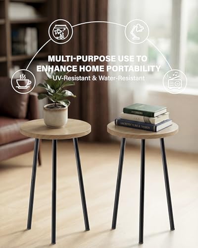 Plant Stand Indoor 2 Pack: Corner Wood 20 Inch Plant Stand Mid Century Modern Decor - Small Round Plant Table for Indoor Plants - Outdoor Plant Holder for Patio Living Room Bathroom Office (Burlywood) - color: Burlywood, size: 20"&20"