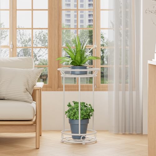 YIUKEA Plant Stand Indoor Outdoor - Metal Planter Holder Shelf Tall Tiered Flower Pot Display Organizer Rack for Garden, Patio, Living Room, Bathroom, Office (White) - color: White