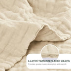 Love's cabin 100% Cotton Muslin Blanket, 6 Layer Lightweight Breathable Gauze King Size Blanket 108 x 90 Inches, Soft Summer Blanket for Bed, Beige - color: Beige, size: King(108"x90")