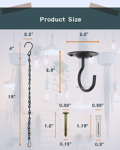 NACETURE Ceiling Hooks for Hanging Plants 3 Pack - Plant Hanger Indoor Hanging Hooks Metal Plant Bracket Iron Lanterns Hangers for Wind Chimes (White 3 Pack + Chain) - color: White 3 Pack + Chain