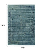 SAFAVIEH Vintage Collection Area Rug - 7'6" x 10'6", Turquoise & Multi, Oriental Distressed Viscose Design, Ideal for High Traffic Areas in Living Room, Bedroom (VTG117-2220)