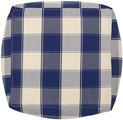 Foamma Pouf Ottoman Ivory+Navy, 16"x16"x16" - Square Ottoman Foot Rest for Living Room and Bedroom, Pouf Footstool, Foot Rest for Couch, Boho Furniture for Home