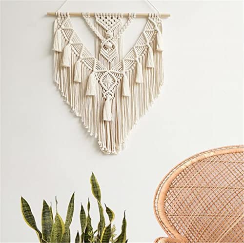 BMIDRUT Hanging Macrame Tapestry Woven Boho Wall Art Handmade Macrame Tapestry Home Wall Decor Wall Pediment 18x30 Inch (Beige) - color: Beige