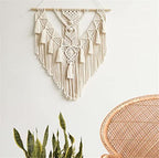 BMIDRUT Hanging Macrame Tapestry Woven Boho Wall Art Handmade Macrame Tapestry Home Wall Decor Wall Pediment 18x30 Inch (Beige) - color: Beige