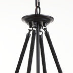 Voyager 1-Light Matte Black Pendant, Hanging Pendant Light with Rope Detailing & Smoked Glass Shade in Modern Industrial Style, Adjustable Hanging Length & Sloped Ceiling Adaptable - color: Voyager - 1 Light