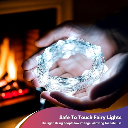 LitHome 6 Pack Cool White Fairy Lights Battery Operated, 20 FT 60 LED Twinkle Lights Battery Operated 2 Modes, Waterproof Led Fairy String Light for Indoor Outdoor Christmas Wedding Bedroom Decor - color: White, size: 6 Pack