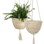Natural Hanging Seagrass Plant Baskets, Macrame Plant Hangers, Indoor Boho Plant Hanger, for Indoor Outdoor Home Decorations Fence Planters Plant Flower Pots