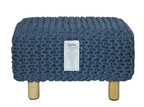 COTTON CRAFT Braided Footrest - Handknitted Dori Foot Stool with Sturdy Wood Legs – Handmade Boho Leg Rest - Small Spaces Under Desk Living Room Entryway Low Footstool Pouf - 16.5x12x9.5 - Blue - color: Cotton - Blue