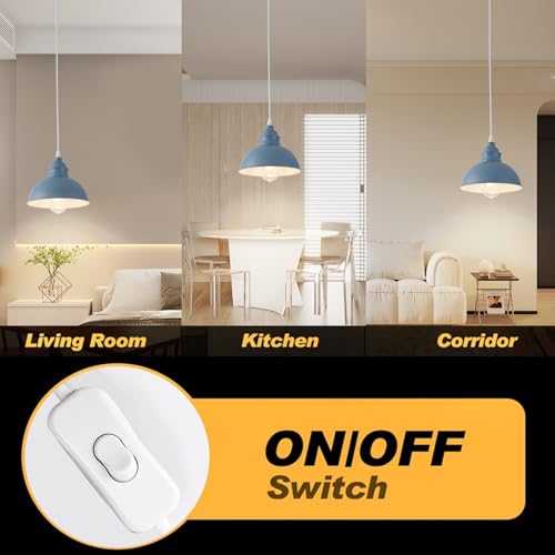 Plug in Pendant Light, 15FT Hanging Lights, On/Off Switch, Industrial Pendant Light with Plug in Cord, Metal Hanging Lamps for Living Room, Kitchen, Dining Room Blue - color: Blue