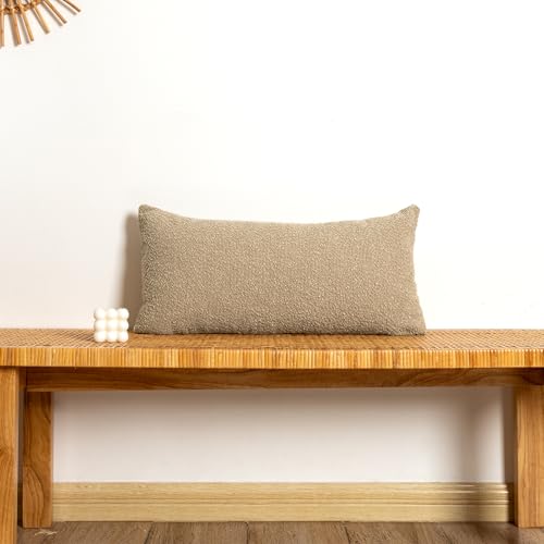 JoraLion 14x26 inch Boucle Lumbar Pillow Cover, Camel Woven Texture Neutral Long Pillow Cover Breathable Cushion Case for Couch Sofa Bed Living Room Home Decor (Cover Only) - color: Camel, size: 26" x 14" (Pack of 1)