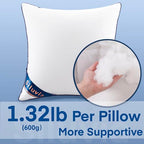Siluvia 18"x18" Pillow Inserts Set of 2 Decorative Square Throw 18" Pillows with 100% Cotton Cover for Sofa, Couch, and Bed - White - size: 18x18 Inch (Pack of 2)