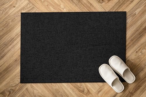Luul Home Easy Jute Rugs 2x3 Dark Gray Color Living Room Indoor Outdoor Door Mat for Farmhouse Patio and Kitchen Rug High Traffic Washable Easy to Clean Solid Boho Woven Design Outside Carpet (2 x 3) - color: Dark Gray, size: 2' x 3' (Rectangular)