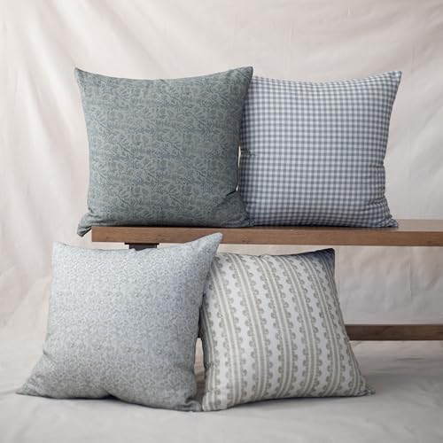 Woven Nook - Modern & Luxurious Decorative Throw Pillow Covers - Durable Quality & Machine Washable - 100% Cotton - Laken - 4 Pack (18x18)