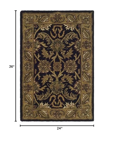SAFAVIEH Classic Collection 2' x 3' Black / Gold CL252A Handmade Traditional Oriental Premium Wool Accent Rug - size: 2' x 3' (Rectangular)