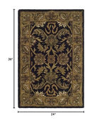 SAFAVIEH Classic Collection 2' x 3' Black / Gold CL252A Handmade Traditional Oriental Premium Wool Accent Rug - size: 2' x 3' (Rectangular)