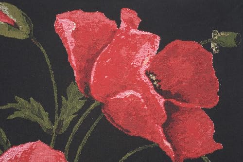 Charlotte Home Furnishings Inc Premium 18x18 Decorative Throw Pillow Cover, Poppies Large Floral Tapestry Cushion Cover, Cotton Jacquard Woven Pillow Cover for Couch, Sofa, Living Room Decor - color: Poppies Large