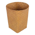 Healeved Straw Woven Storage Basket 11.14 Inch Wicker Decorative Flower Vase Planter Holder, Multi-Purpose Basket for Bathroom Living Room Home Laundry Office Container Brown