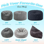 Hobestluk 3 in 1 Bean Bag Chair Giant Bean Bag Chairs for Adults with Bubble Cover Convertible Bean Bag Floor Cushion with Machine Washable Cover for Living Room (Bubble Dark Grey) - color: Shadow Grey