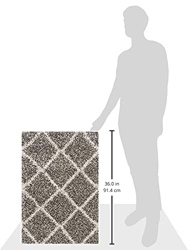 SAFAVIEH Hudson Shag Collection Accent Rug - 2' x 3', Grey & Ivory, Modern Trellis Design, Non-Shedding & Easy Care, 2-inch Thick Ideal for High Traffic Areas in Foyer, Living Room, Bedroom (SGH281B) - color: Grey/Ivory, size: 2' x 3' (Rectangular)