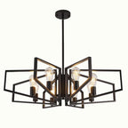WJShome 8-Light Black Chandelier, Farmhouse Dining Room Light Fixture, Modern Industrial Ceiling Foyer Lighting Fixtures, Geometric Pendant Lights Kitchen Island, for Bedroom,Stairway, Entryway - color: 01-Black