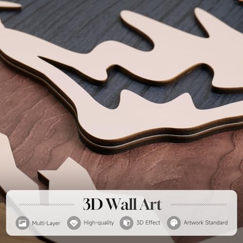 Framed Textured Wood Mountain Wall Art for Living Room, Large 3 Piece 3D Wood Farmhouse Artwork for Walls, Boho Landscape Mountain Forest Sun Wall Art Decor for Bedroom Office Hallway, 24x36 Inch - color: Neutral Blue White, size: 24" W x 36" H x 3Pcs