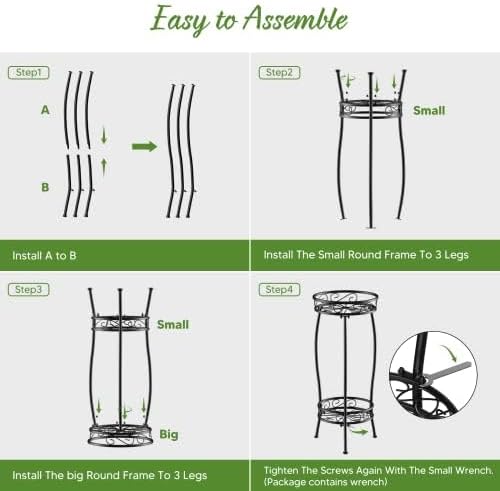 H HOMEXIN Plant Stand Indoor Outdoor, 2 Tier Metal Tall Planter Stand 26.5" Flower Stand Holder Heavy Duty Rustproof Plant Shelf Rack for Corner Garden Patio Lawn Balcony office