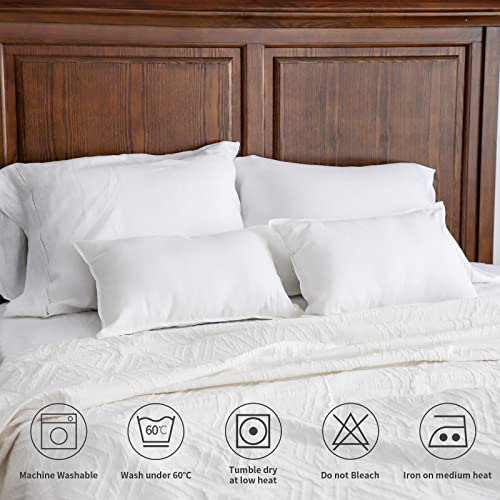 Simple&Opulence Linen Lumbar Pillow Covers 12x20 Inch Set of 2 Flax Cotton Blend Rectangular Decorative Throw Cushion Cover for Couch Sofa Bedroom Office Soft Breathable Farmhouse - White - color: White, size: 12"x20"