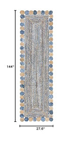 SAFAVIEH Cape Cod Collection Runner Rug - 2'3" x 12', Blue & Beige, Handmade Boho Braided Jute & Cotton, Ideal for High Traffic Areas in Living Room, Bedroom (CAP201C) - color: Blue/Beige, size: 2'3" x 12' (Runner)