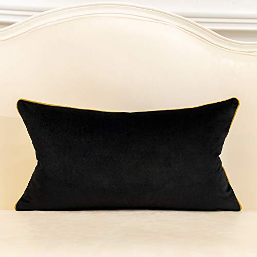 Avigers 12 x 20 Inches Black White Gold Leather Striped Patchwork Velvet Cushion Case Luxury Modern Throw Pillow Cover Decorative Pillow for Couch Living Room Bedroom Car - color: Black, size: 20" x 12" (Pack of 1)