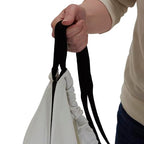 Household Essentials Door Hanging Laundry Bag in Washable Canvas with Loop Handle, White with Black Trim - color: White/Black